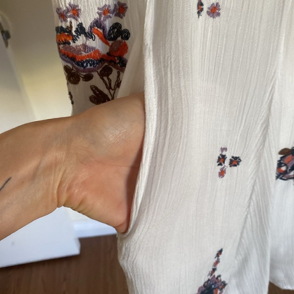 Free People Oxford White Embroidered Mini Swing Dress Size Small - Picture 6 of 16